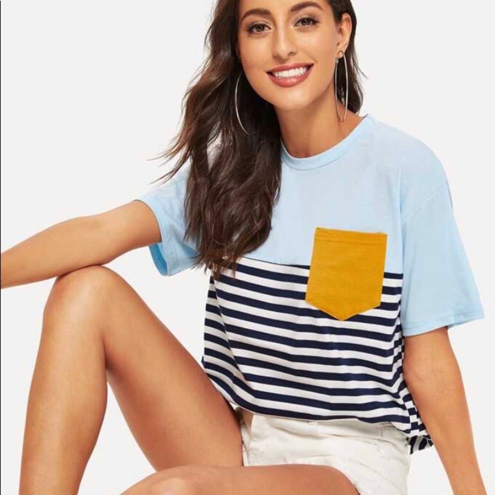 Blue and yellow top